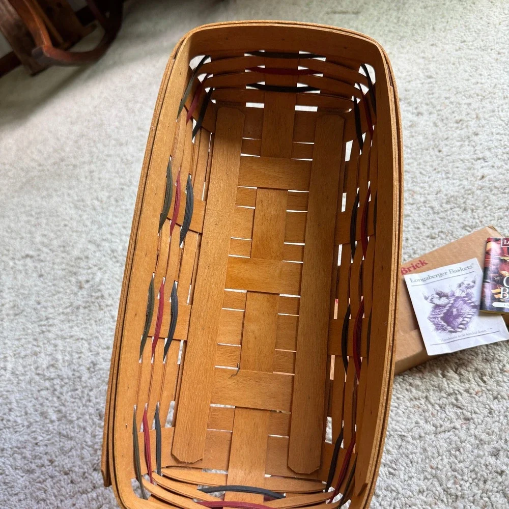Longaberger Bread Basket 1995 Handwoven with Warming Brick 30074 and Pamphlets